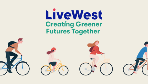 LiveWest logo with family cycling